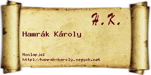 Hamrák Károly névjegykártya