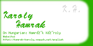 karoly hamrak business card